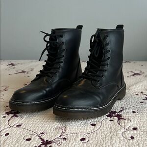 Sleek Black Lace-Up Boots